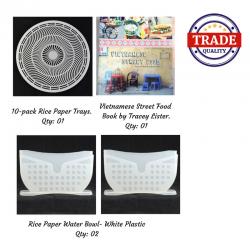 rice paper roll tradie set Four- White plastic Water Bowl - Book Tracey Lister                        