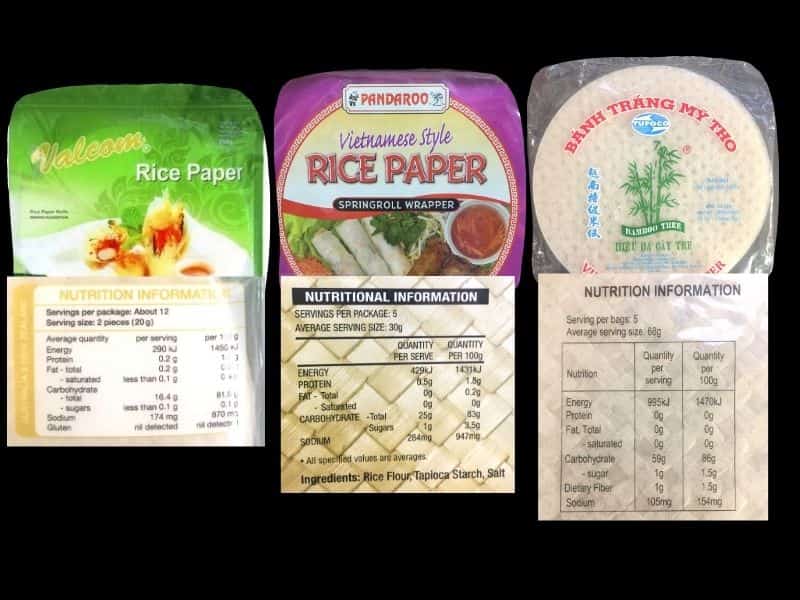 Nutrition of Rice Paper